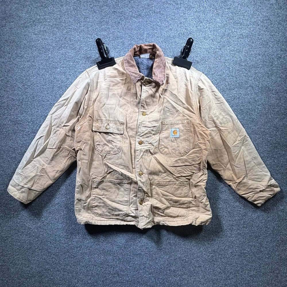 Vintage Carhartt Chore Jacket Mens XL Brown Blanket Lined Workwear J97